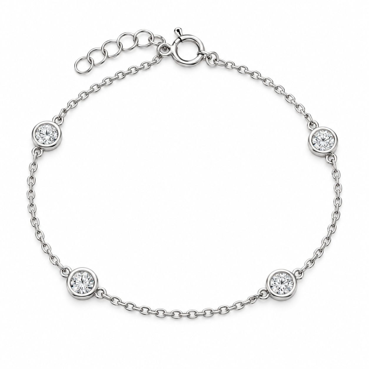 Pulsera Botón Oro Blanco 18K