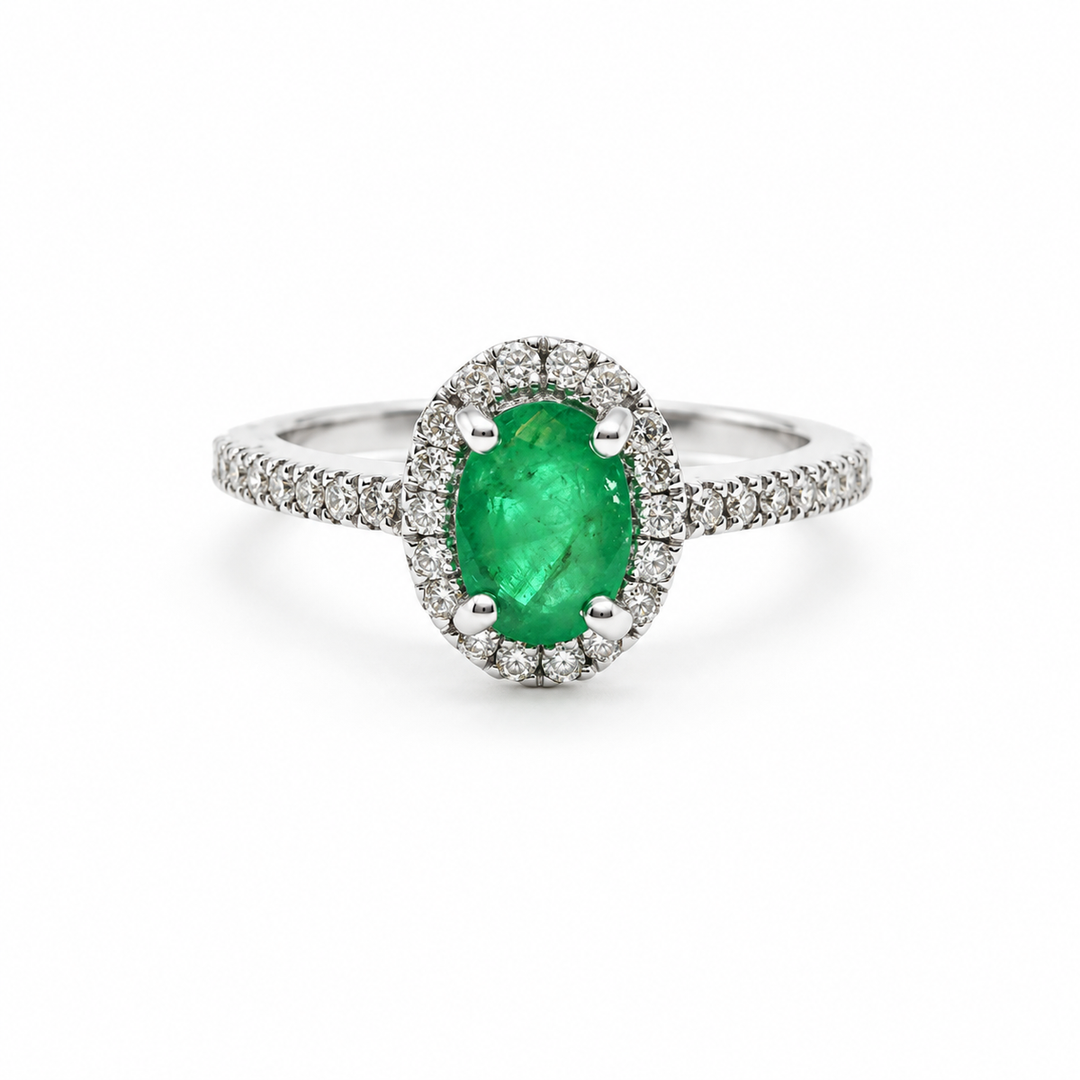 Anillo Halo Esmeralda