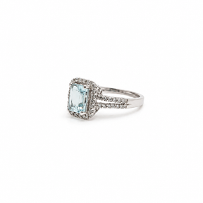Anillo Aguamarina Y Brillantes