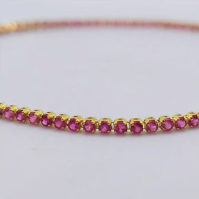 Pulsera Tenis Rubí Oro Amarillo