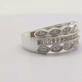 Anillo Oro Blanco Ojos De Brillantes