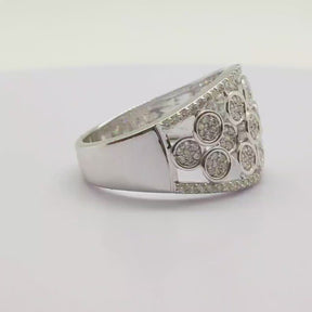 Maxi Anillo Circulos De Brillantes Oro Blanco