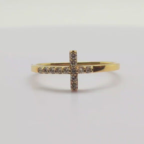 Anillo Cruz Oro Amarillo 18K
