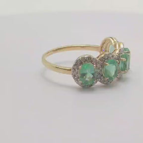 Quintillo Esmeraldas Oro Amarillo Y Brillantes