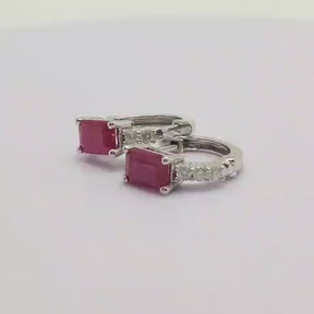 Argollas Oro Blanco 18K Rubíes Y Brillantes