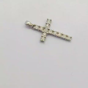 Cruz Oro Blanco 18K Y Brillantes
