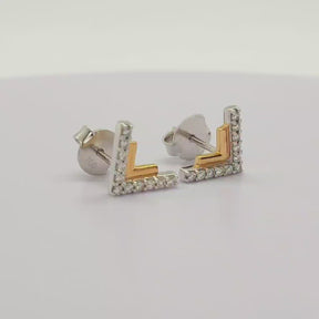 Aros Bicolor V de Diamantes 18K