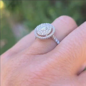 Maxi Anillo Halo Oro Blanco 18K 1 Quilate