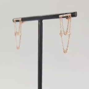 Aros Cascada Oro Rosado 18K Diamantes Baguette