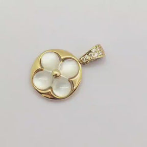 Colgante Oro Amatillo Nácar Y Brillantes