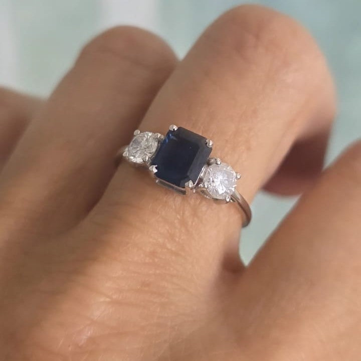 Anillo Zafiro Corte Esmeralda