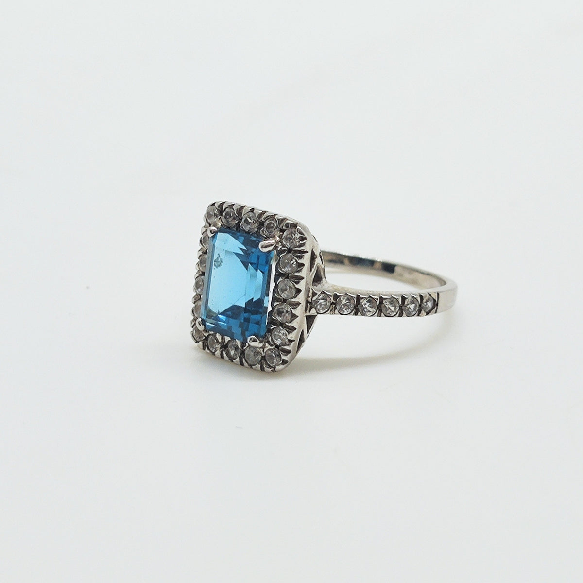 Anillo Plata Rodinada Topacio Rectangular