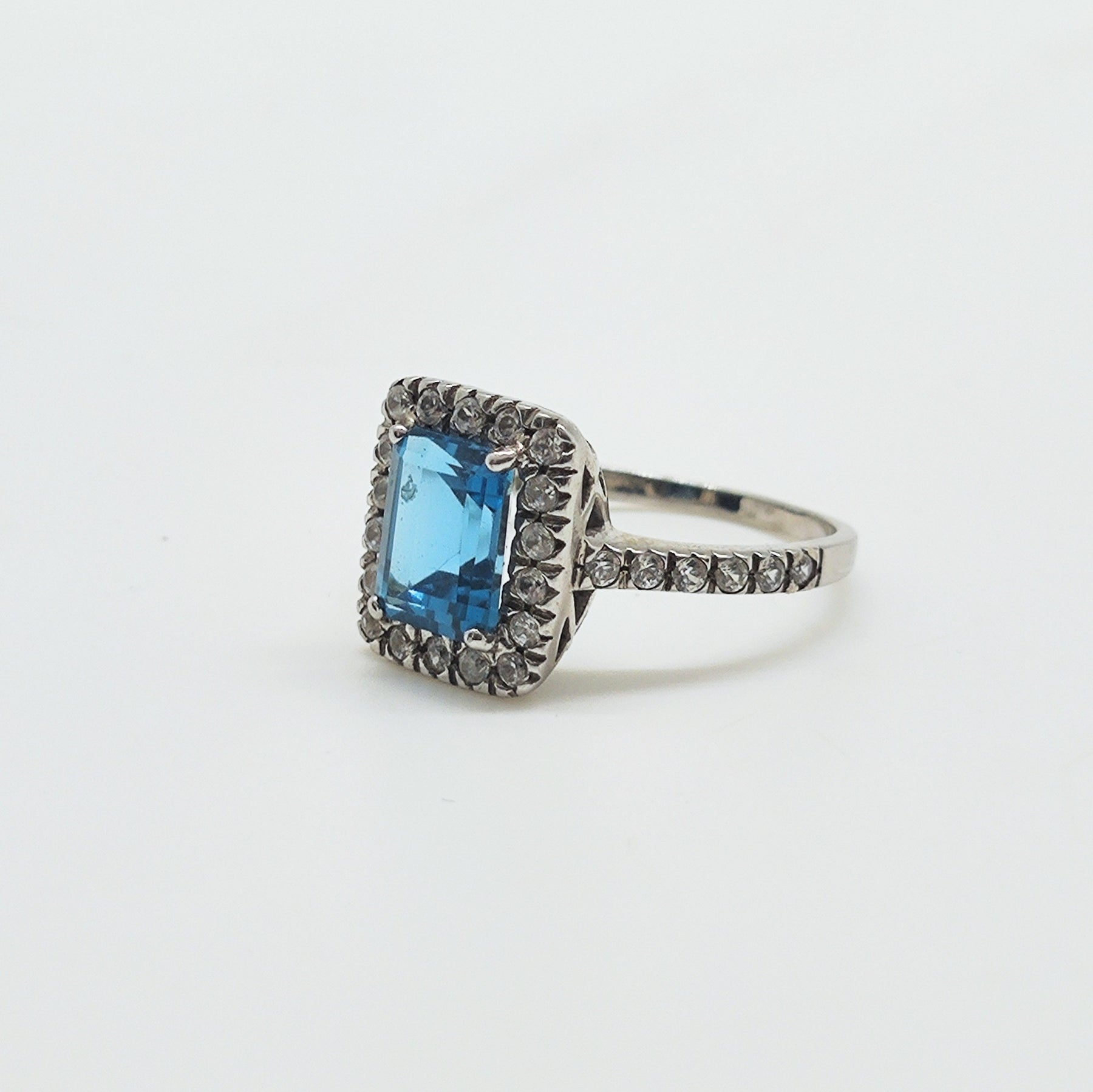 Anillo Plata Rodinada Topacio Rectangular