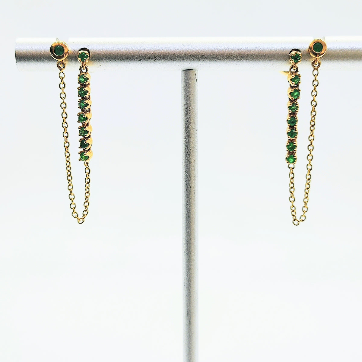 Aros Colgantes Esmeraldas Oro Amarillo 18K