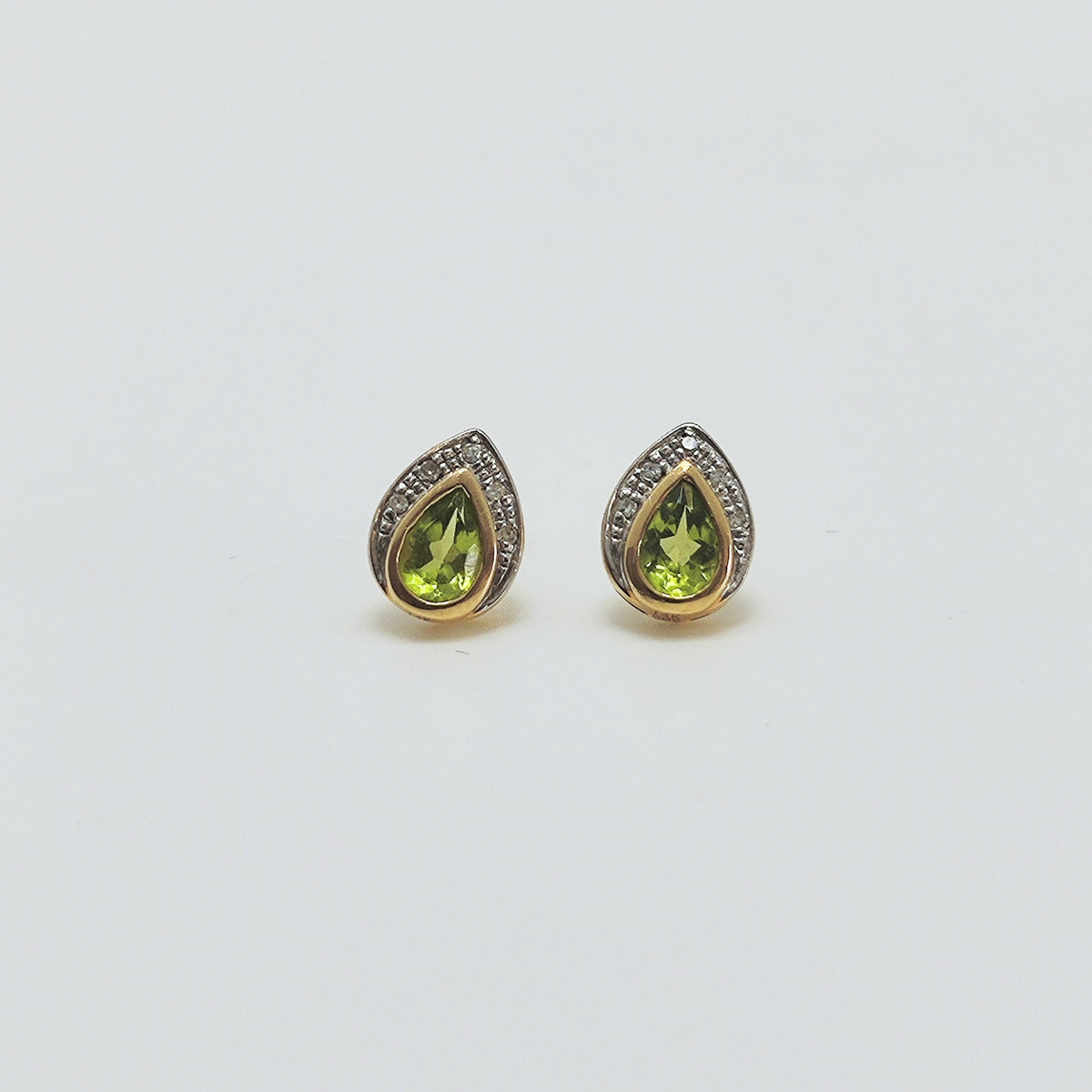 Aros Gota Peridoto Oro Amarillo Y Brillantes