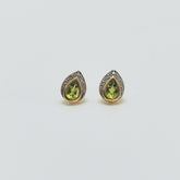 Aros Gota Peridoto Oro Amarillo Y Brillantes