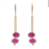 Aros Colgantes Oro Amarillo 18K Rubí y Brillantes