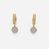 Aros Doble Halo Texturas Oro Amarillo 18K