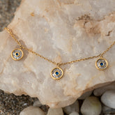 Collar Ojo De Zafiro Y Diamantes Baguette Oro Amarillo 18K